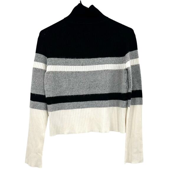 Theory Size Small Pullover Crop Sweater Turtleneck Silk Alpaca Blend Black Gray - Picture 2 of 5